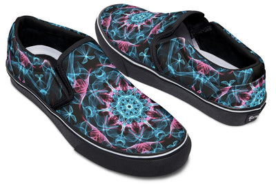 Smokey Blue Mandala Slip on Shoes Slipons YWF