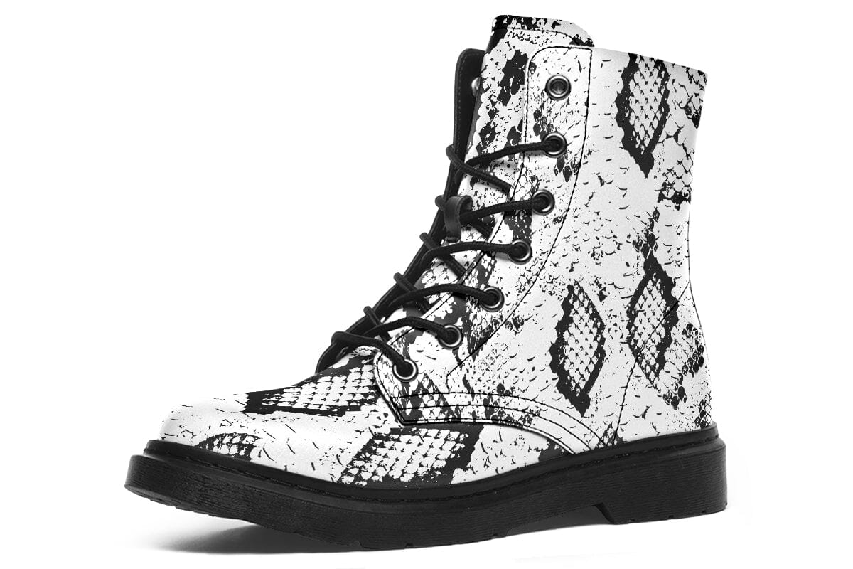 Snakes Skin Combat Boots Boots YWF 