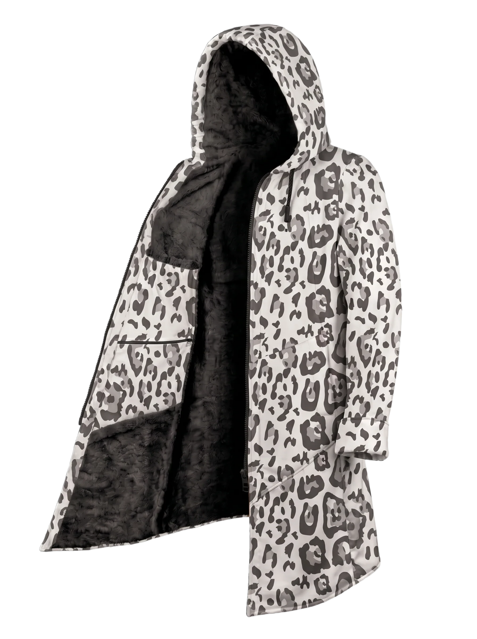 Snow Leopard Cyber Cloak Hooded pullover Electro Threads Long Sleeve XXS Black Sherpa