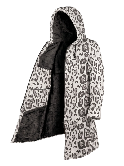 Snow Leopard Cyber Cloak Hooded pullover Electro Threads Long Sleeve XXS Black Sherpa
