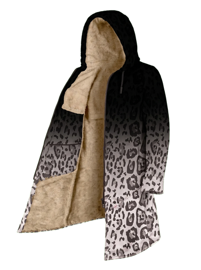 Snow Leopard Ombré Cyber Cloak Hooded pullover Electro Threads Long Sleeve XXS Tan Sherpa
