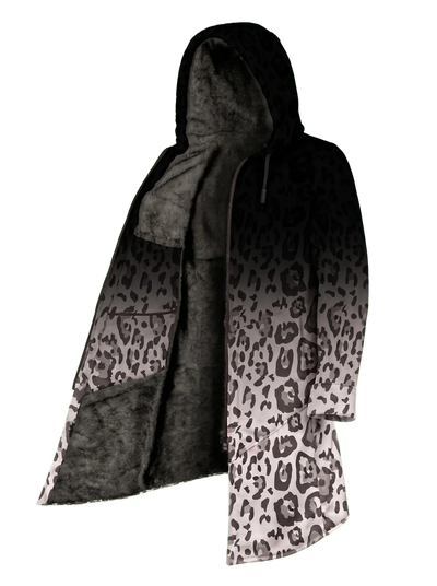 Snow Leopard Ombré Cyber Cloak Hooded pullover Electro Threads Long Sleeve XXS Black Sherpa