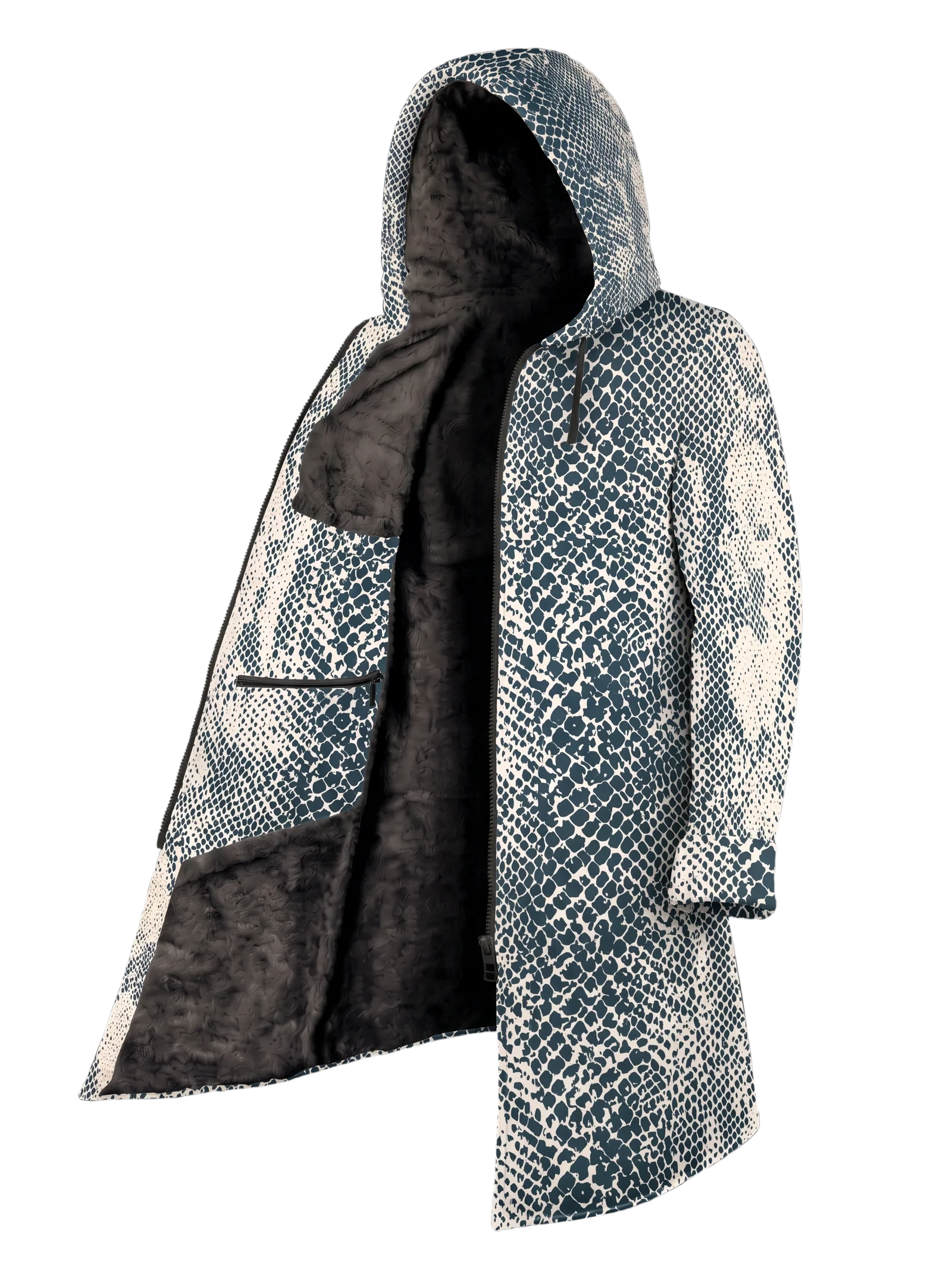 Snow Snake Cyber Cloak Hooded pullover Electro Threads Long Sleeve XXS Black Sherpa