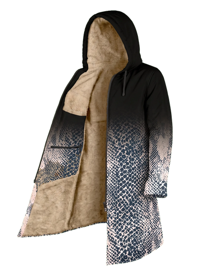 Snow Snake Ombré Cyber Cloak Hooded pullover Electro Threads Long Sleeve XXS Tan Sherpa