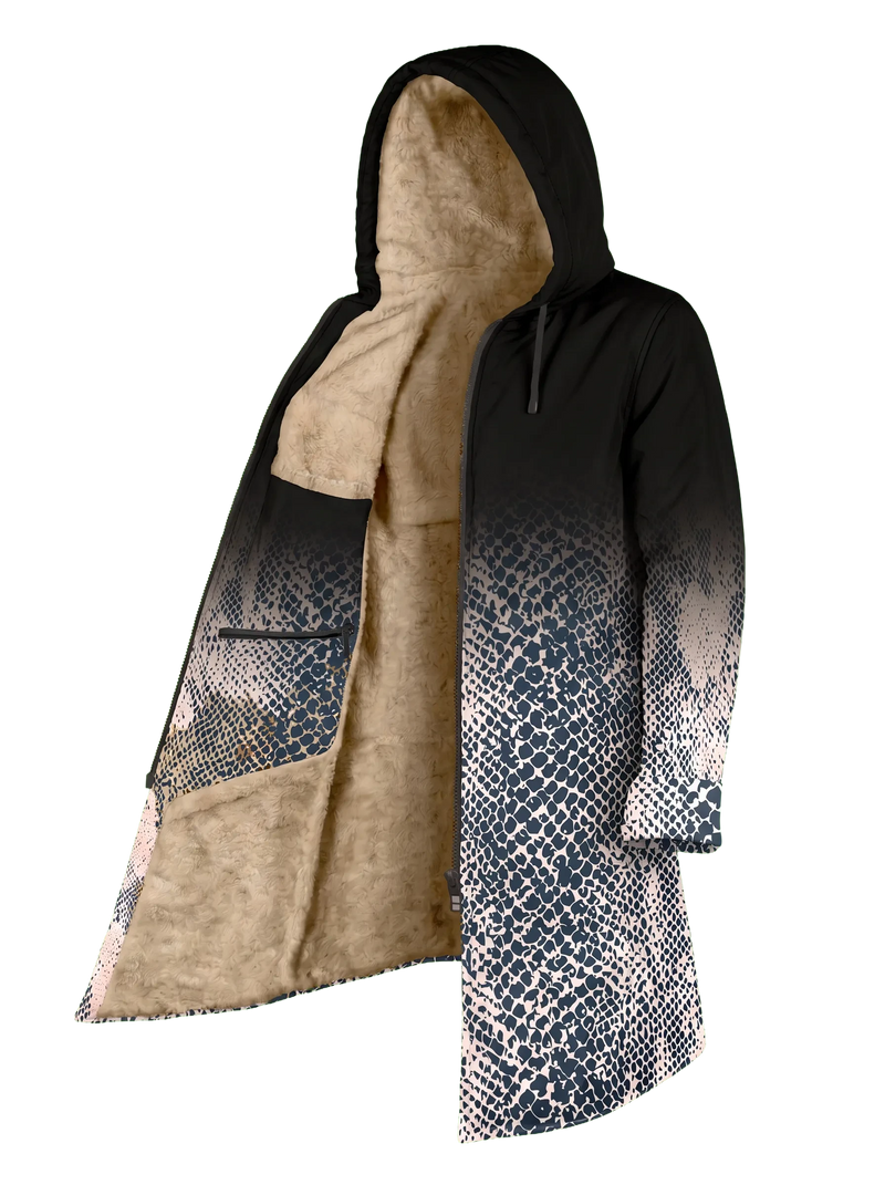 Snow Snake Ombré Cyber Cloak Hooded pullover Electro Threads Long Sleeve XXS Black Sherpa
