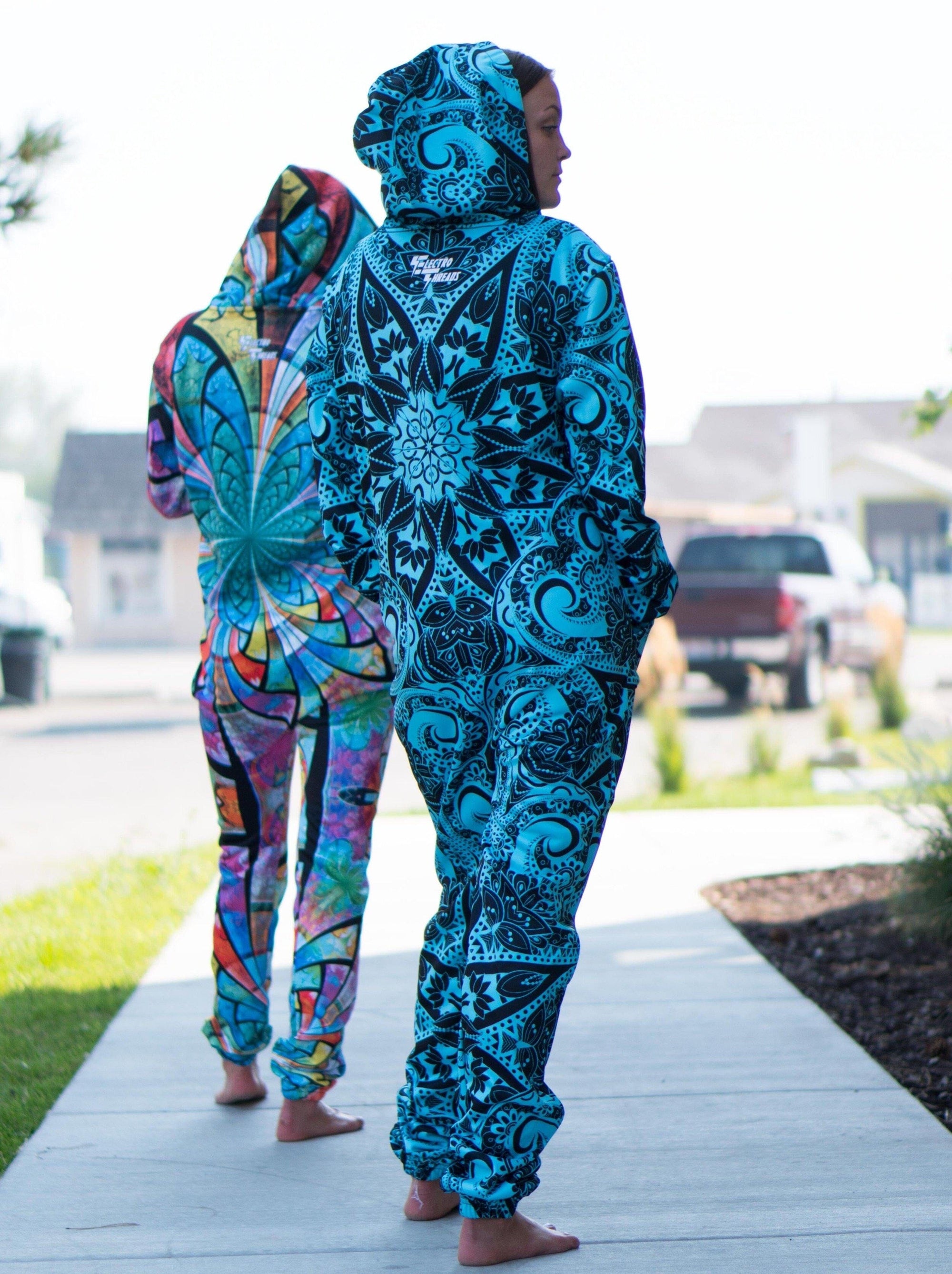 Teal Mandala Adult Onesie Onesie Electro Threads 