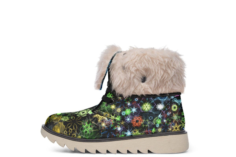 Trippy Constellation Moon Boots Polarboots Electro Threads Women's Moon Boots Cream White Sole US 4.5 / EU35