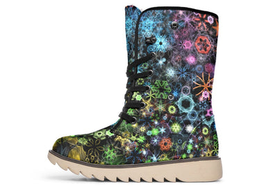 Trippy Constellation Moon Boots Polarboots Electro Threads Women's Moon Boots Cream White Sole US 4.5 / EU35