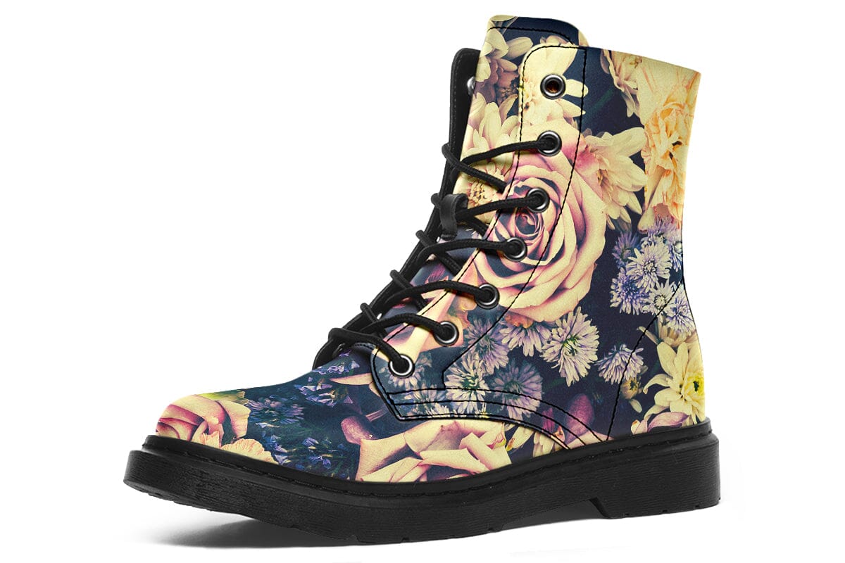 Vintage Flowers Combat Boots Boots YWF 