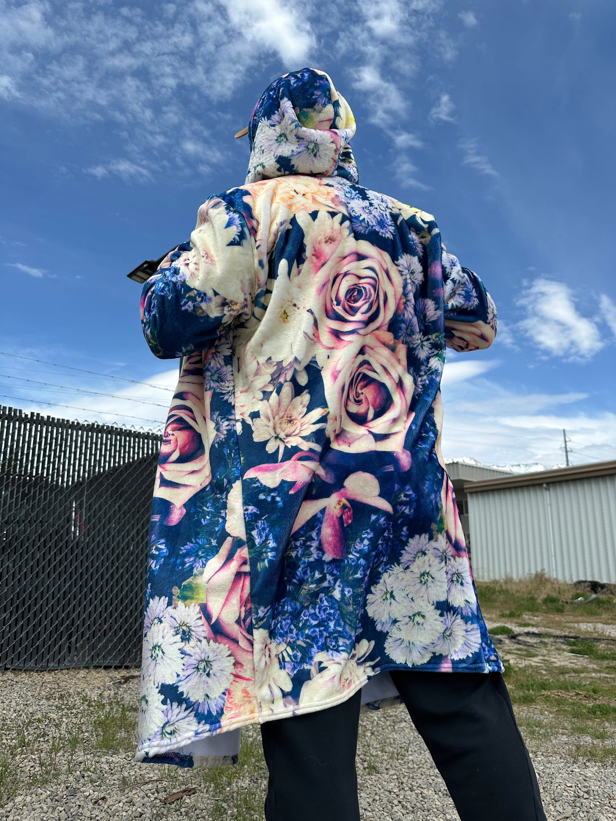 Vintage Flowers Fleece Cloak