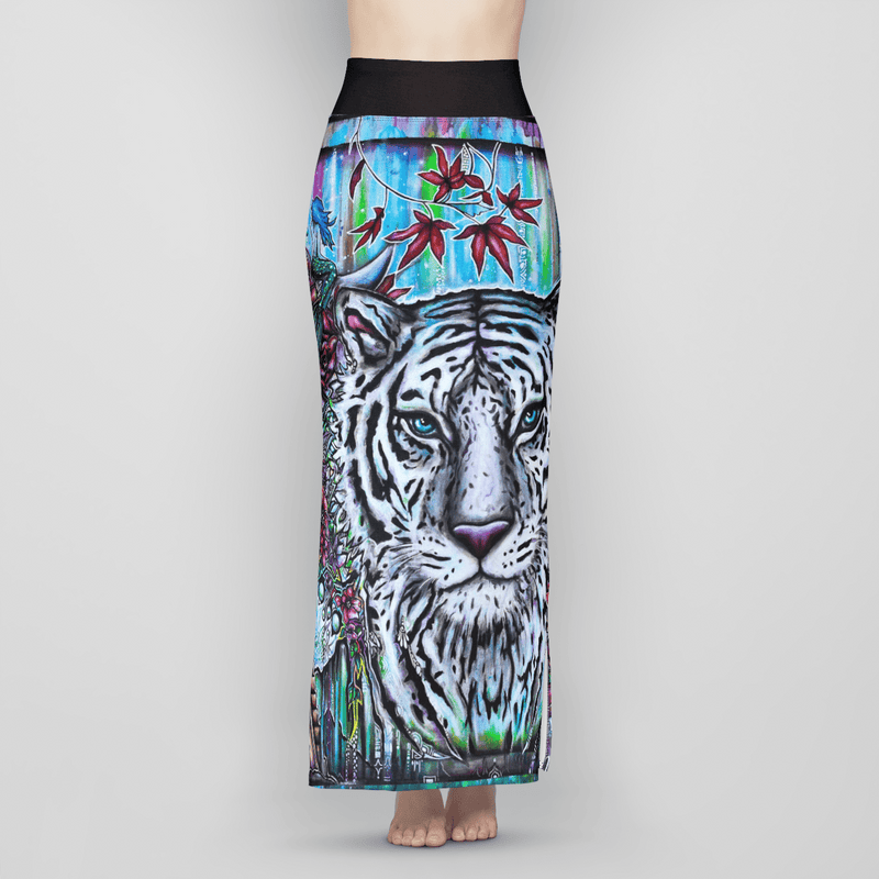 White Tiger of the West Skirt Maxi Skirt Electro Threads 