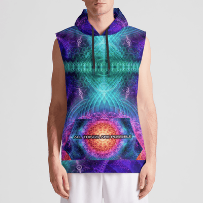 ALL THINGS ARE POSSIBLE Mens Sleeveless Pullover Hoodie Electro Threads