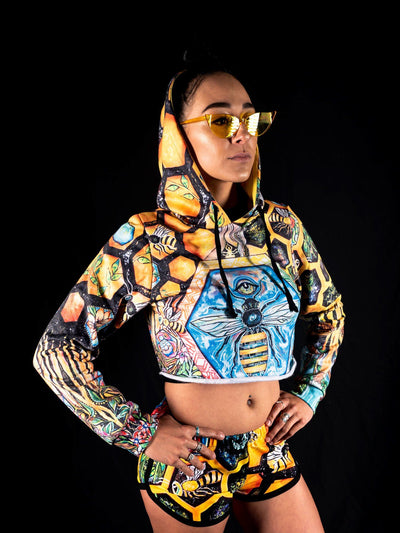 Bee Conscious Cropped Hoodie Crop Hoodie Electro Threads