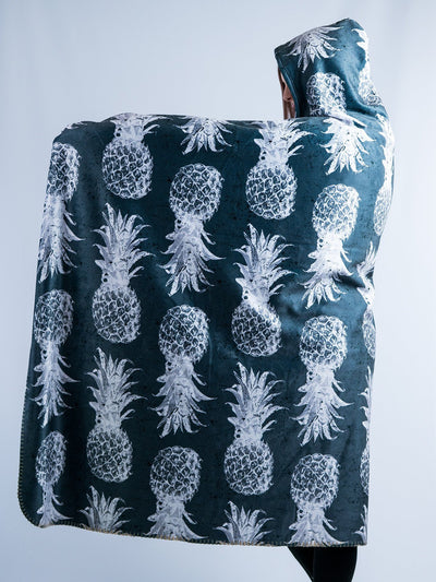 Black And White Pineapple Hooded Blanket Hooded Blanket Electro Threads