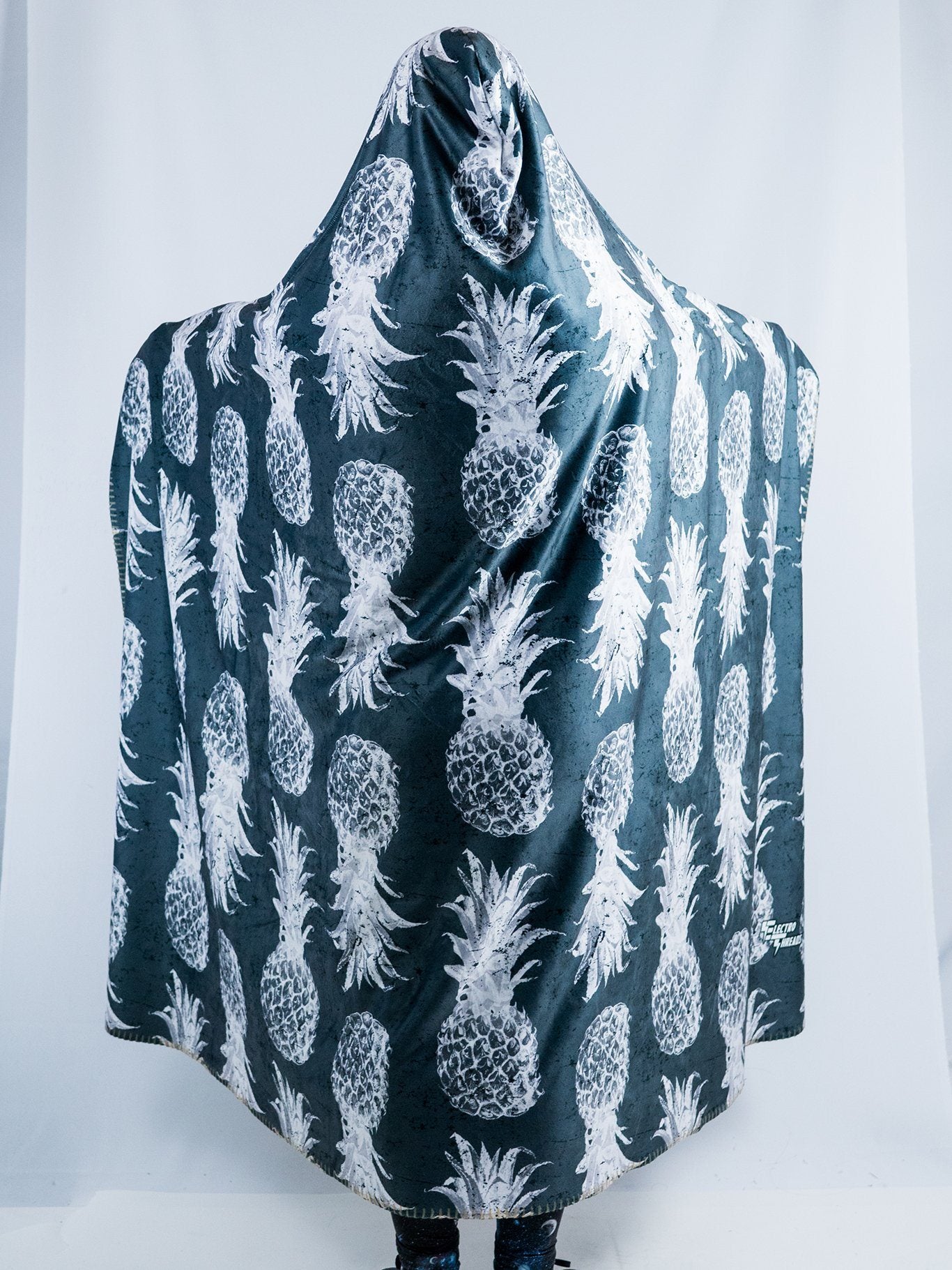 Black And White Pineapple Hooded Blanket Hooded Blanket Electro Threads 