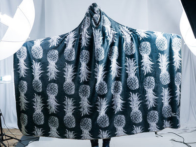Black And White Pineapple Hooded Blanket Hooded Blanket Electro Threads