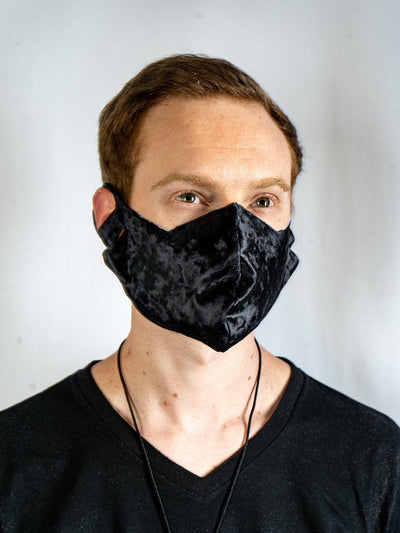 Black Crushed Velvet Face Mask Face Masks Electro Threads