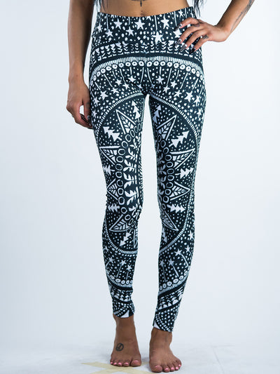 LEGGINGS with abstract snake pattern - screen printing - unisex - black -gray-white