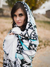 Black, Teal, and White Mandala Hooded Blanket 50X60 Hooded Blanket Electro Threads