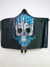 Blue Bearded Skull Hooded Blanket Hooded Blanket Electro Threads