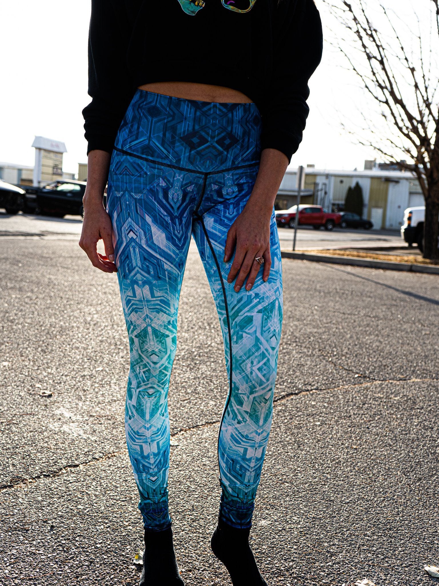 Blue Matrix Yoga Pants - Electro Threads