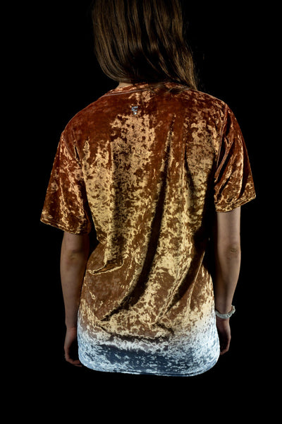 Bronze Unisex Crushed Velvet Crew T-Shirts Electro Threads