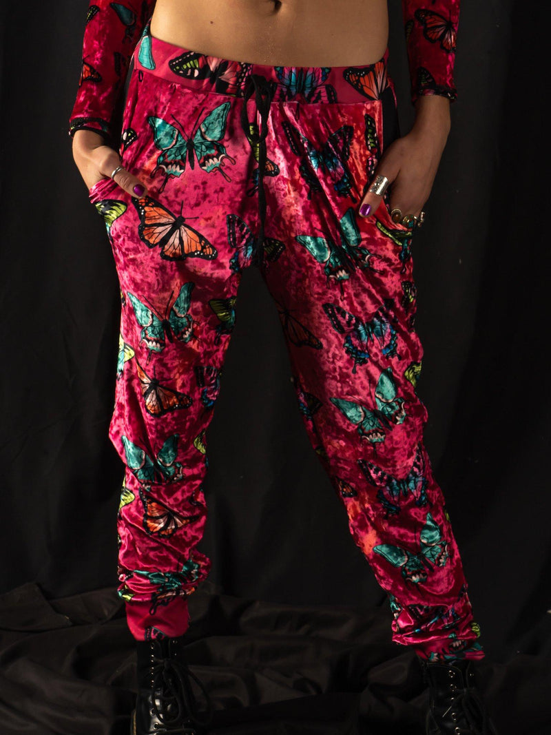 Maroon Butterfly Unisex Joggers Jogger Pant Electro Threads 