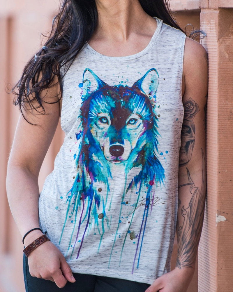 Dark Wolf Flowy Muscle Tee Tank Tops Electro Threads Small 