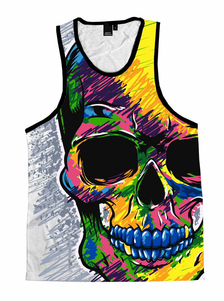 Death Scribble Unisex Tank Top Tank Tops T6 X-Small Yellow 