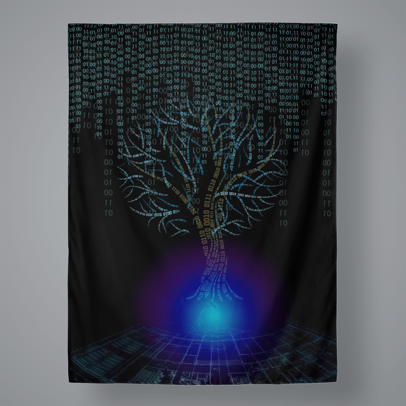 Digitree Velvet Tapestry Tapestry Electro Threads LARGE 60" x 80" 