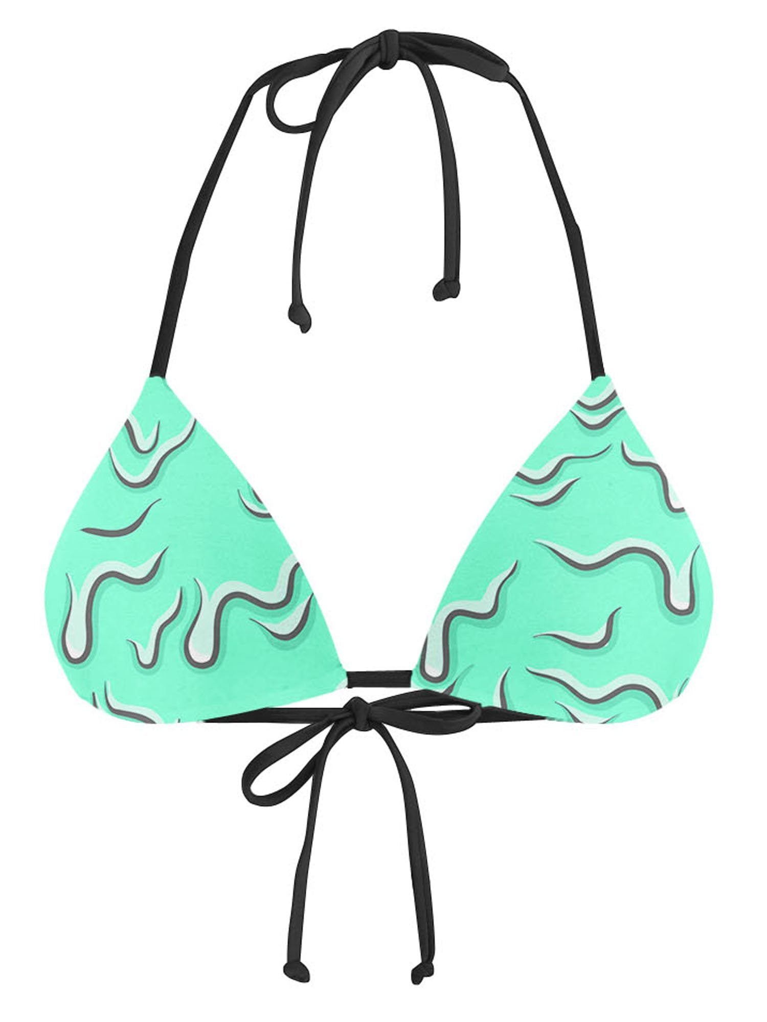 Drippy (Teal) Bikini Top Bikini Tops Electro Threads 