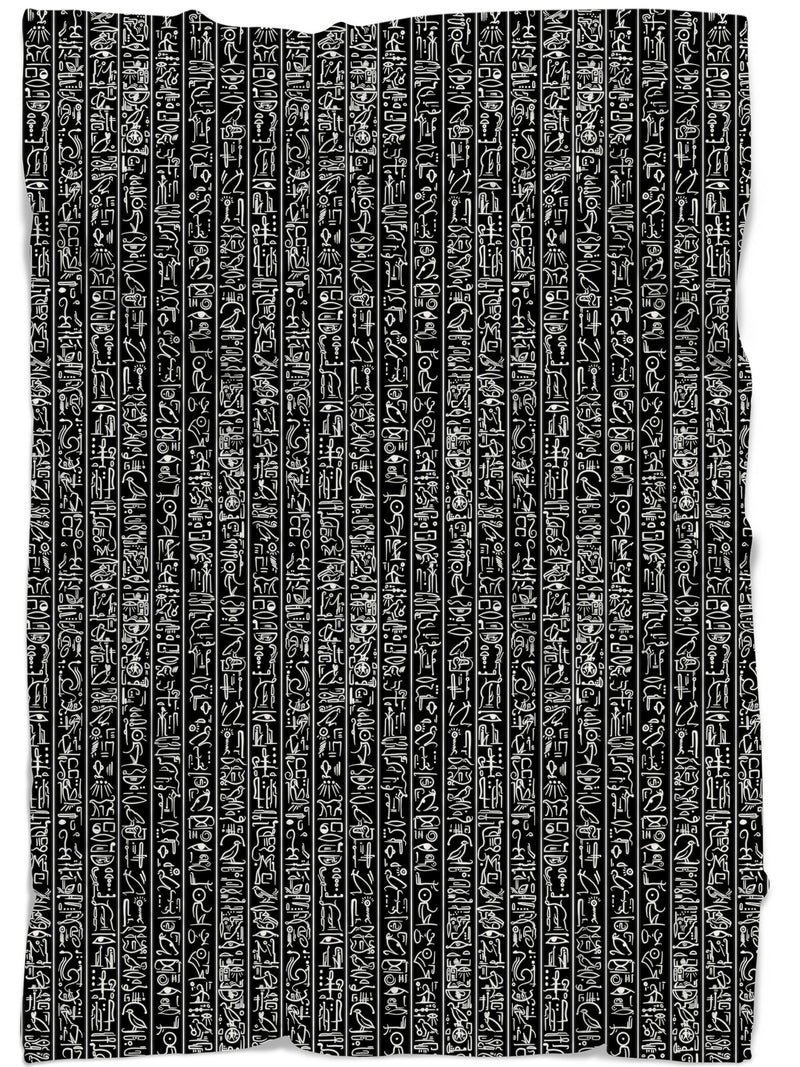 Egyptian Glyphs (Black) Blanket Blanket Electro Threads 