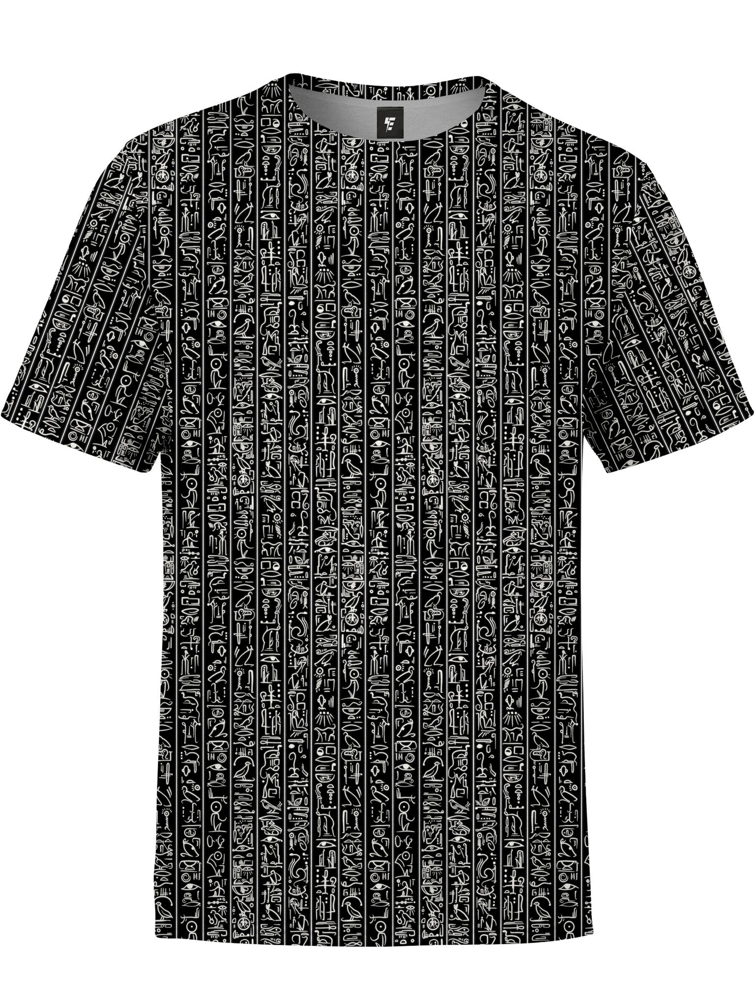 Egyptian Glyphs (Black) Unisex Crew T-Shirts Electro Threads 