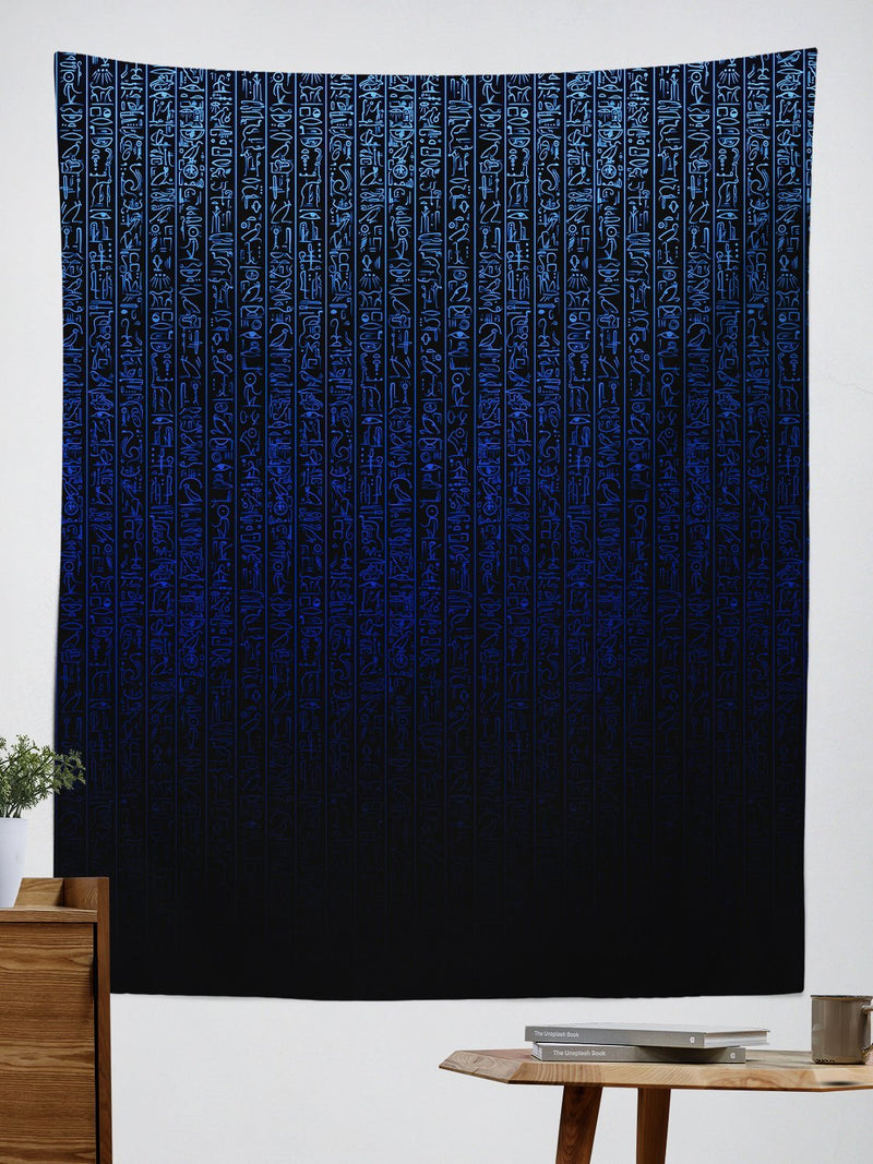 Egyptian Glyphs (Blue) Tapestry Tapestry Electro Threads 