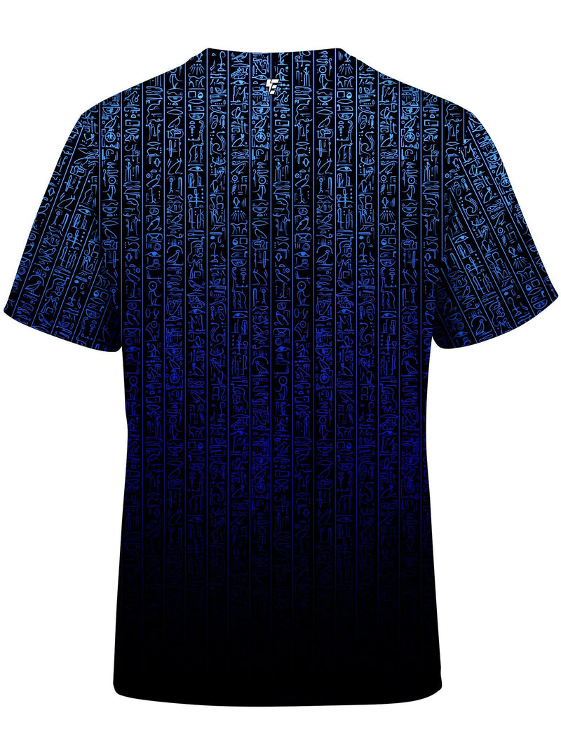 Egyptian Glyphs (Blue) Unisex Crew T-Shirts Electro Threads 
