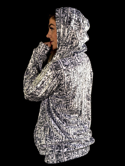 Egyptian Glyphs (White) Unisex Hoodie Pullover Hoodies Electro Threads