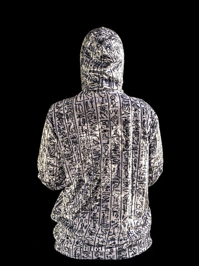 Egyptian Glyphs (White) Unisex Hoodie Pullover Hoodies Electro Threads