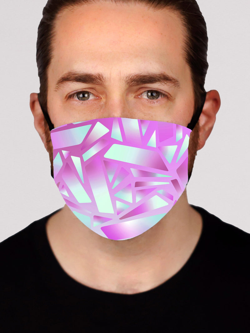 Electric Stain Glass (Pink Ice) Face Mask Face Masks Electro Threads 