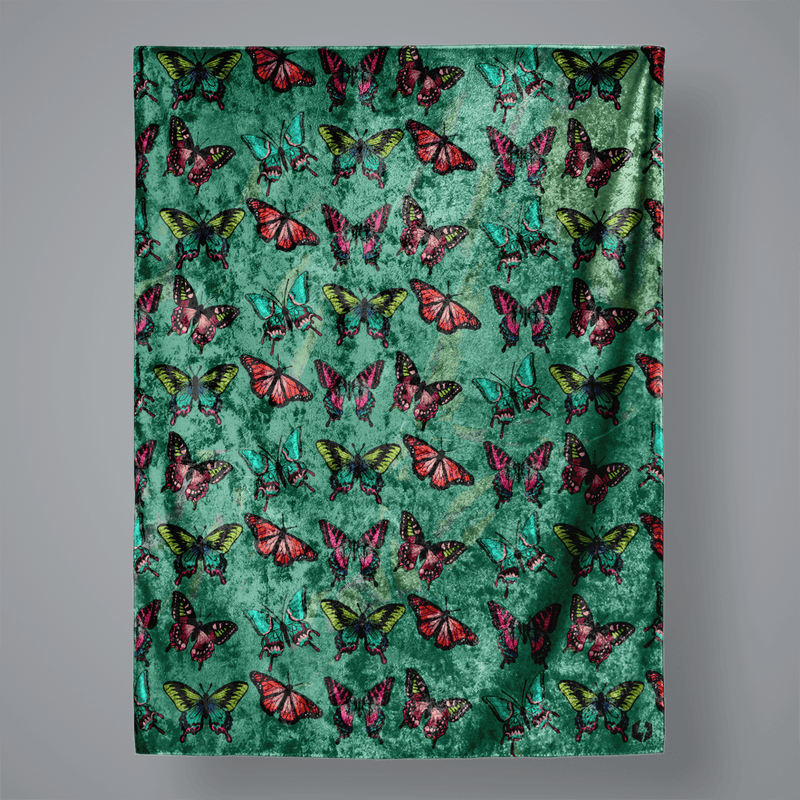 EMERALD BUTTERFLY Large Velvet Wall Tapestry Electro Threads 