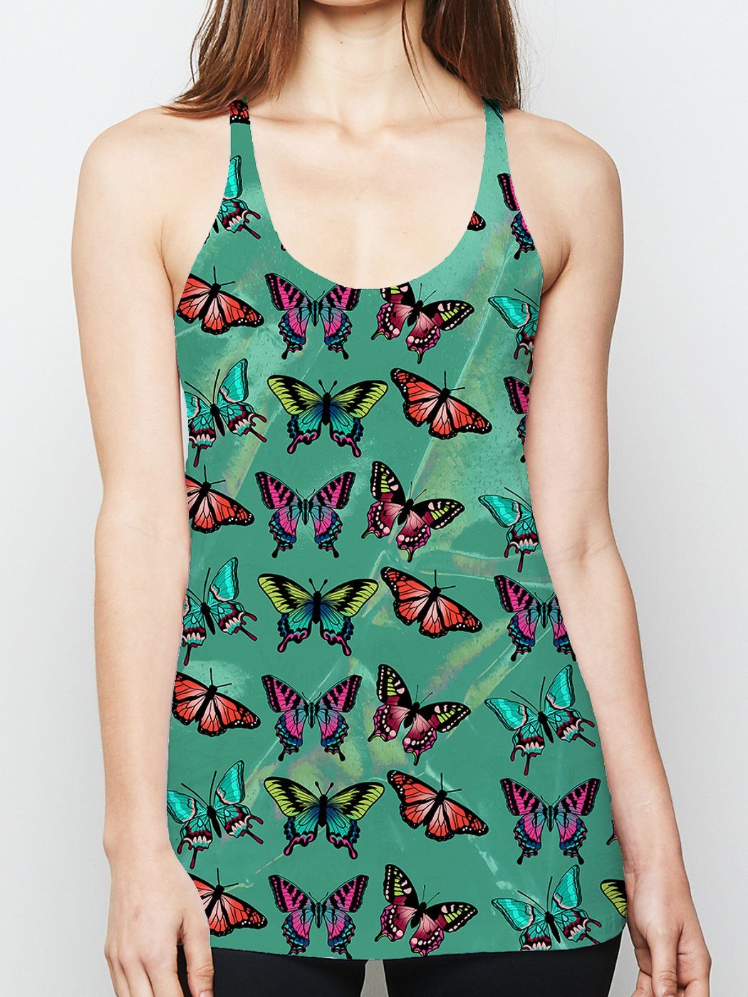 Emerald Butterfly Racerback Tank Top Tank Tops Electro Threads 