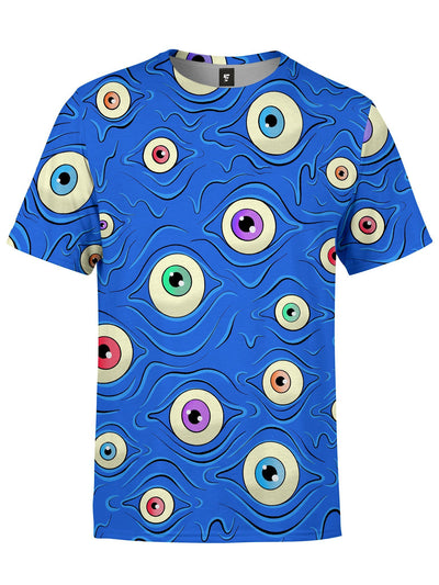Eyes Unisex Crew T-Shirts Electro Threads XS Blue Regular