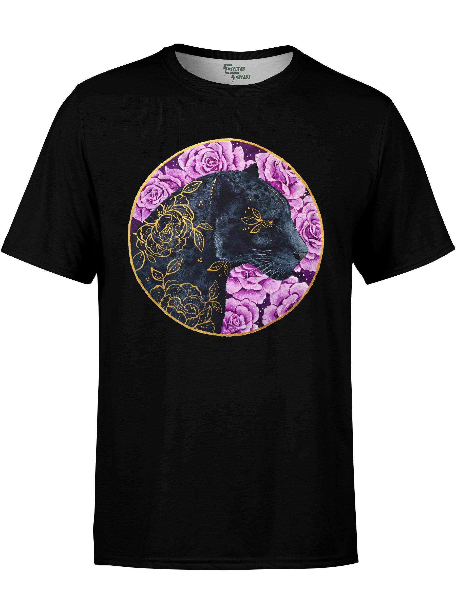 Floral Panther Unisex Crew T-Shirts Electro Threads 