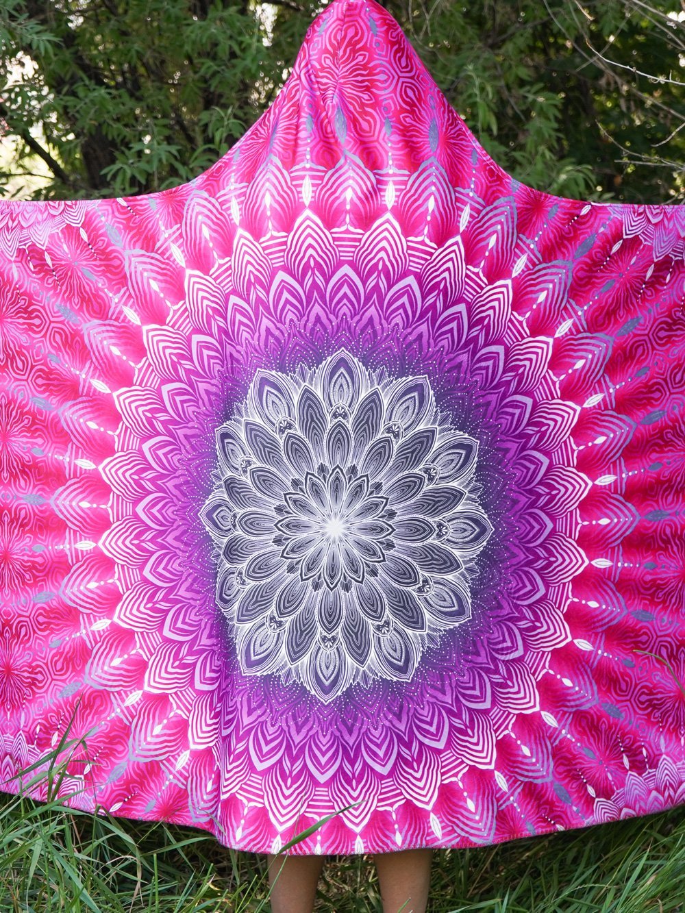 Fuchsia Mandala Hooded Blanket Electro Threads