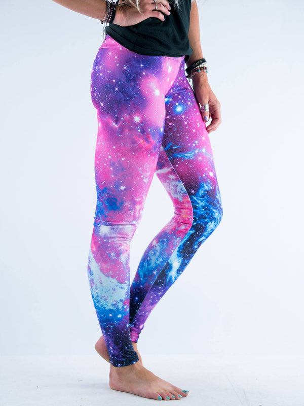 One Size Pink, Blue & Purple Galaxy Print Leggings – Denise's