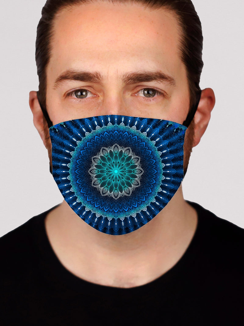 Glowing Mandala Blue Face Mask Electro Threads 