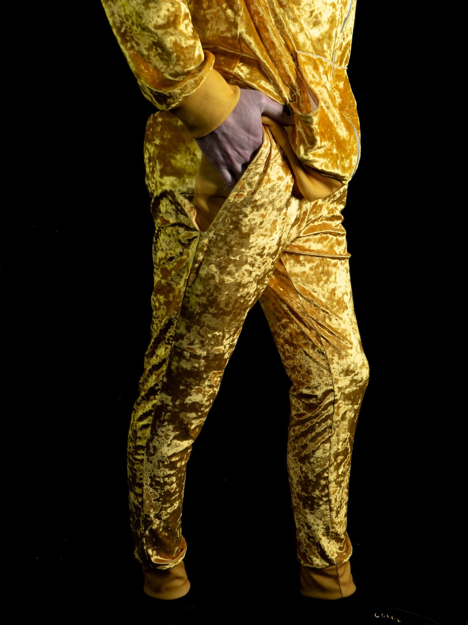 Gold Unisex Crushed Velvet Joggers - Electro Threads