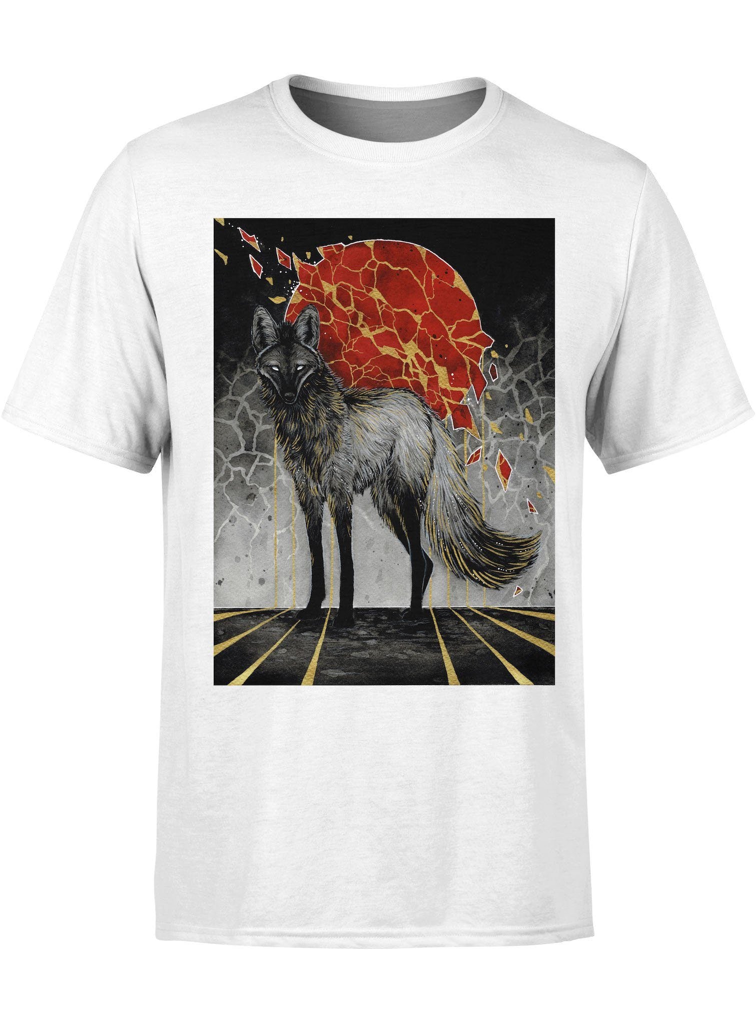 Golden Mane Wolf Unisex Crew T-Shirts Electro Threads 