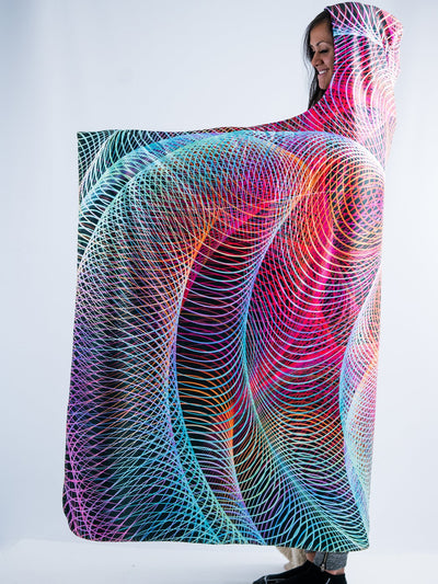 Hypnotic Vortex Hooded Blanket Hooded Blanket Electro Threads