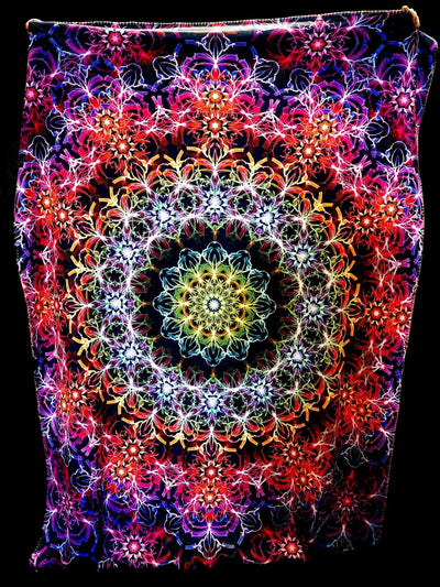 Iris Mandala Black Sherpa Blanket Blanket Electro Threads