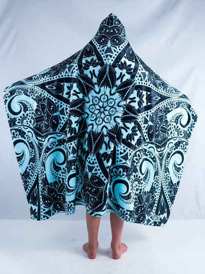 Kids Teal Mandala Hooded Blanket Hooded Blanket Electro Threads Kids 50X60 BLUE
